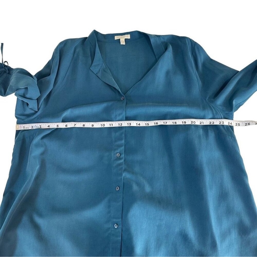 Eileen Fisher Blue Button Down Shirt with Notched Collar - Picture 6 of 13
